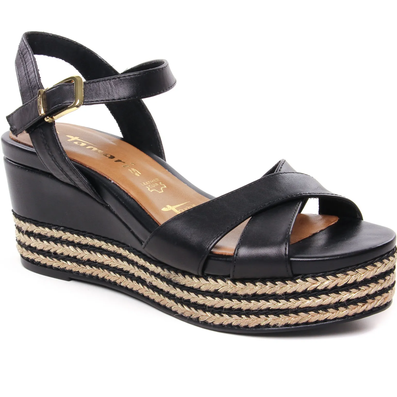 Nu-Pieds Compensés Tamaris 28001 Black Leather