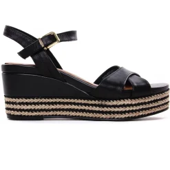 Nu-Pieds Compensés Tamaris 28001 Black Leather