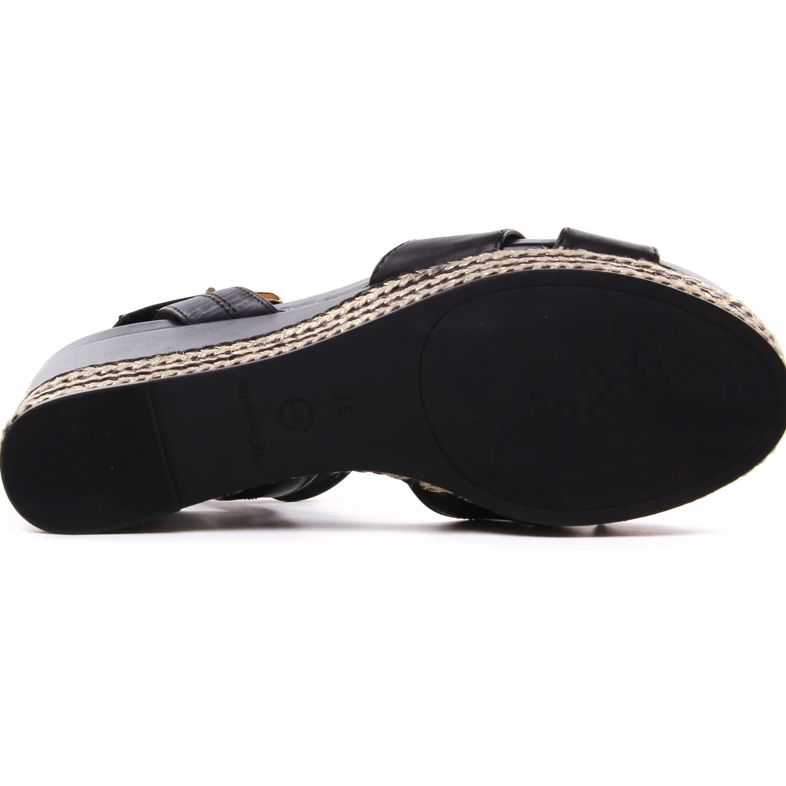 Nu-Pieds Compensés Tamaris 28001 Black Leather