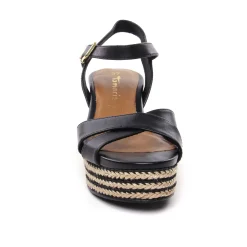 Nu-Pieds Compensés Tamaris 28001 Black Leather