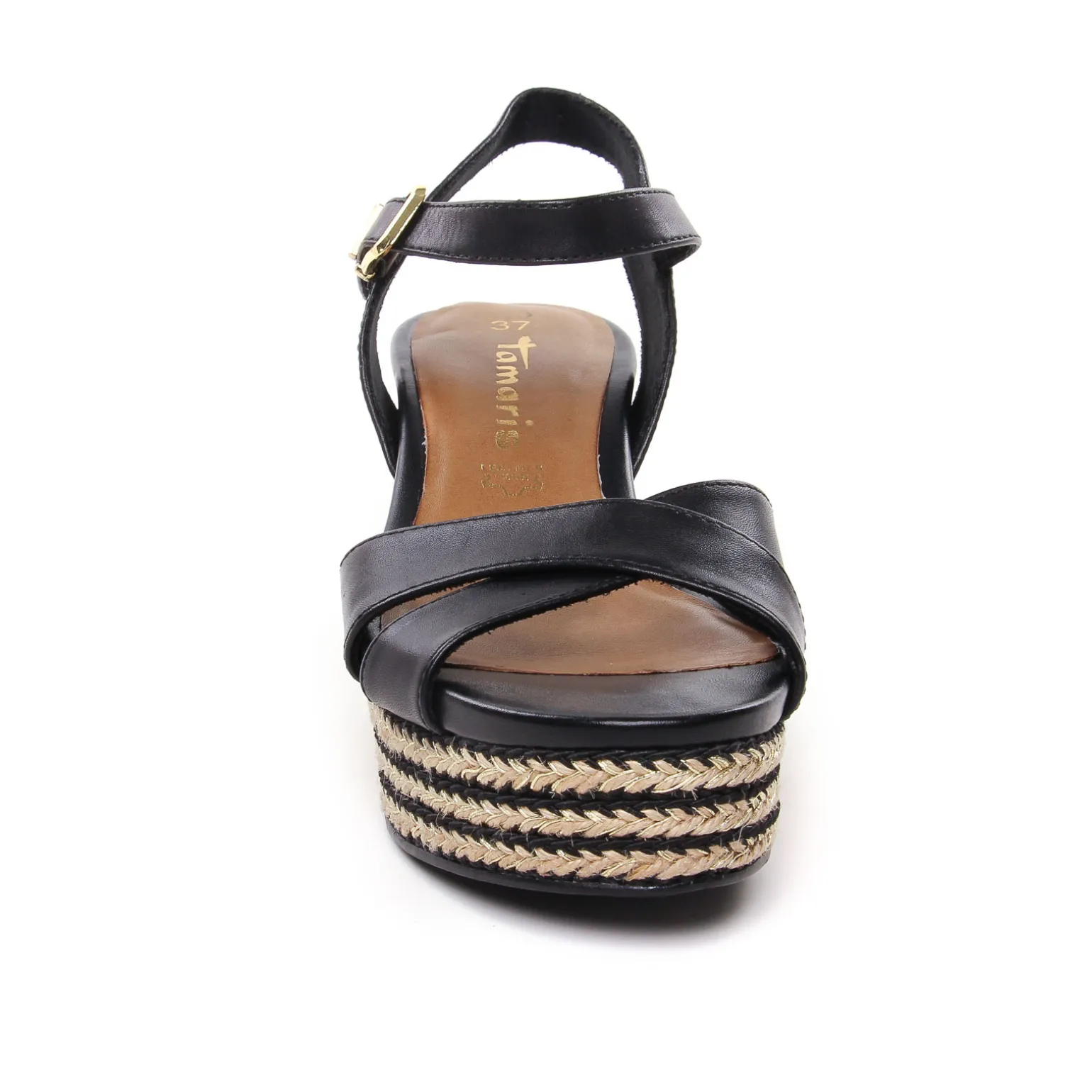 Nu-Pieds Compensés Tamaris 28001 Black Leather