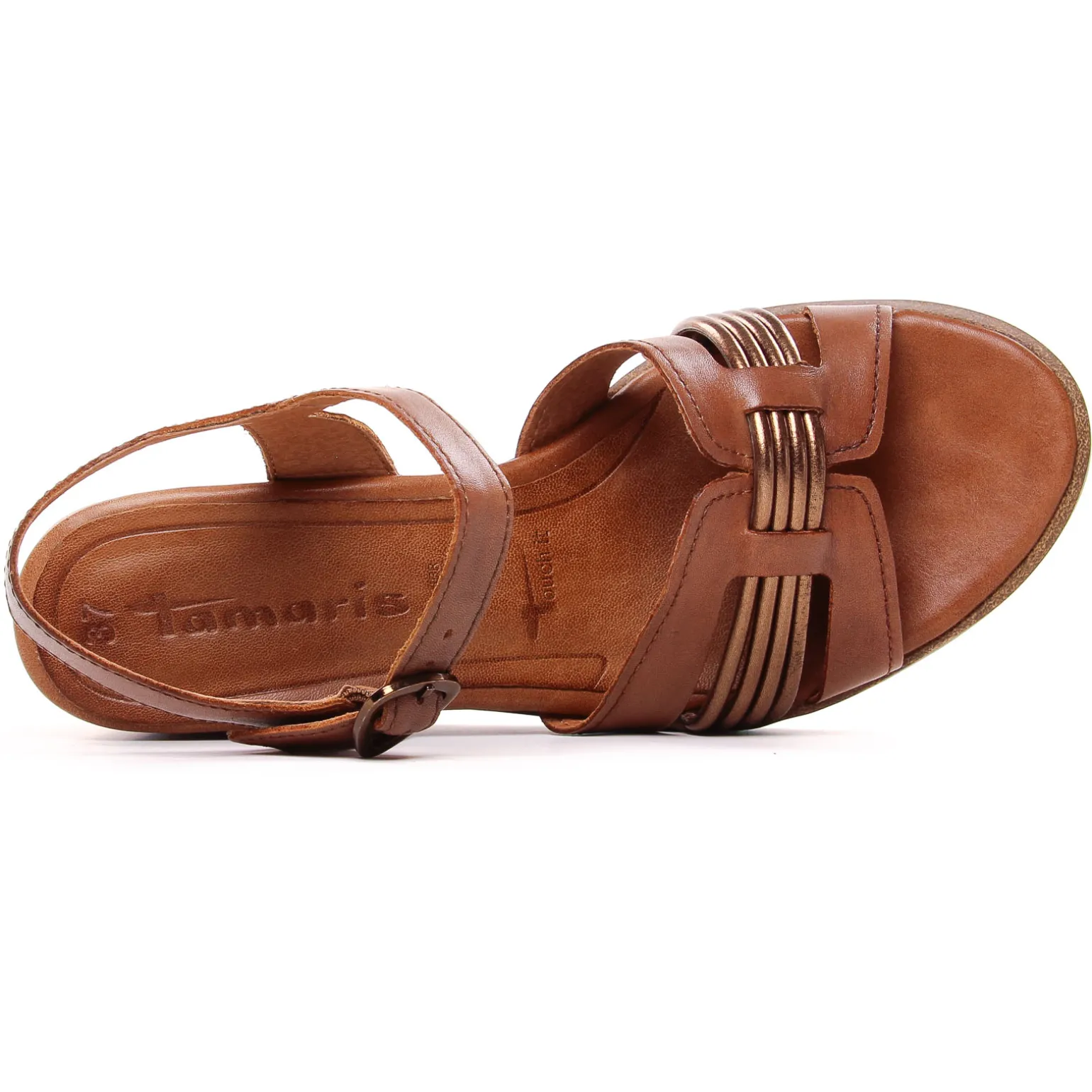 Nu-Pieds Compensés Tamaris 28243 Cognac Copper