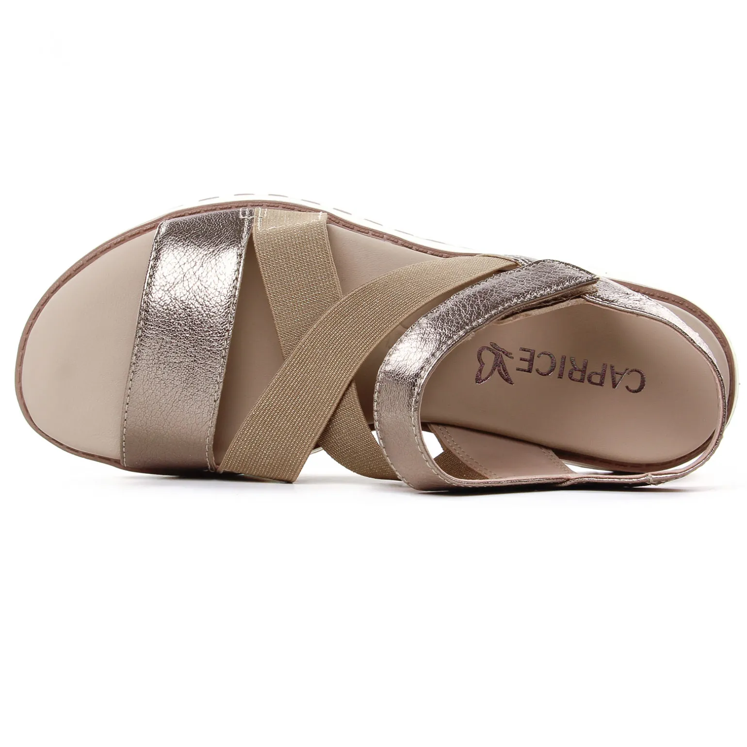 Sandales Compensées Caprice 28704 Taupe Metallic