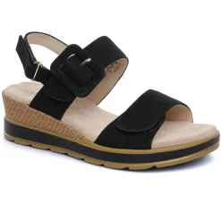 Sandales Compensées Caprice 28753 Black Nubuc