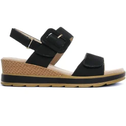 Sandales Compensées Caprice 28753 Black Nubuc