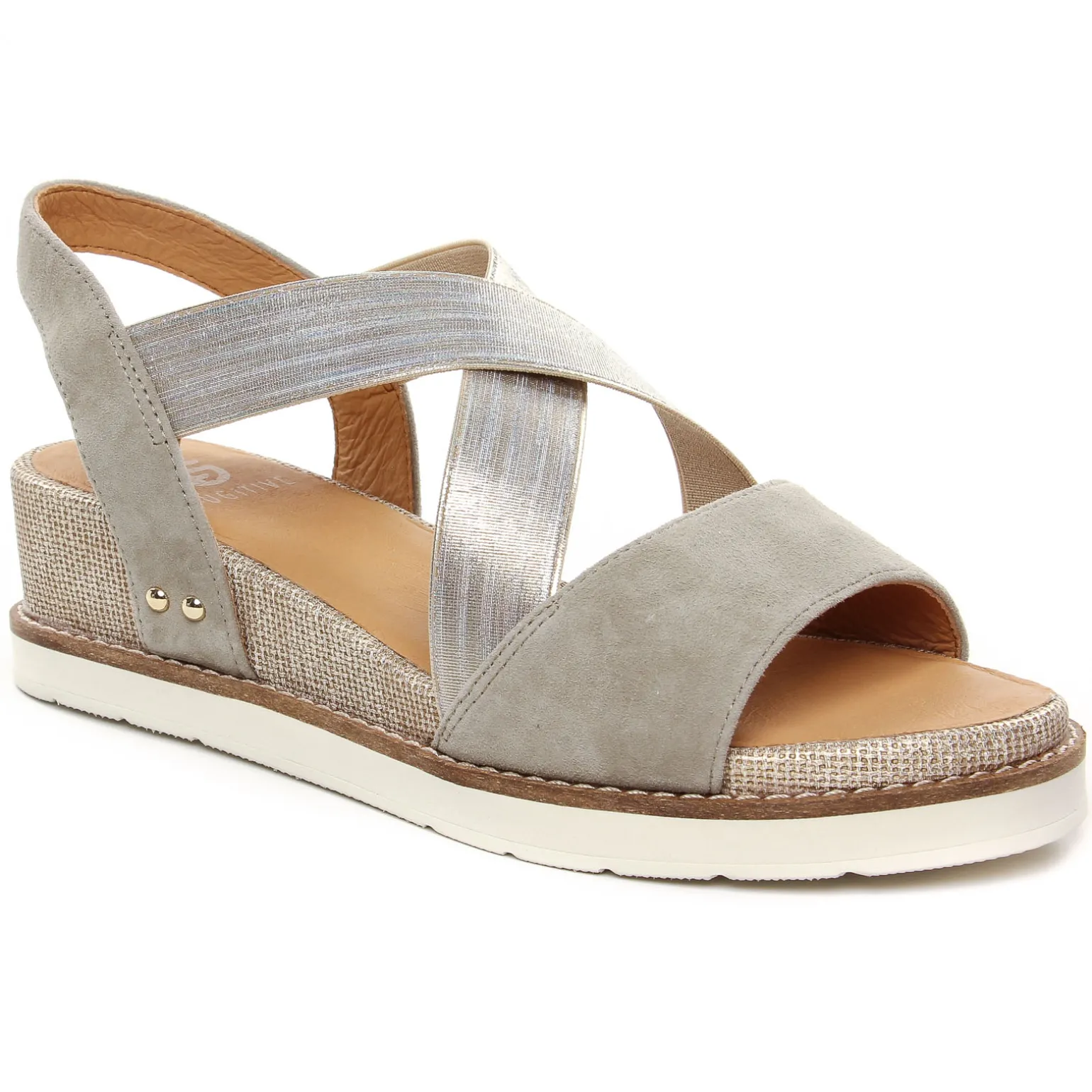 Sandales Compensées Fugitive Biscui Velour Ciment