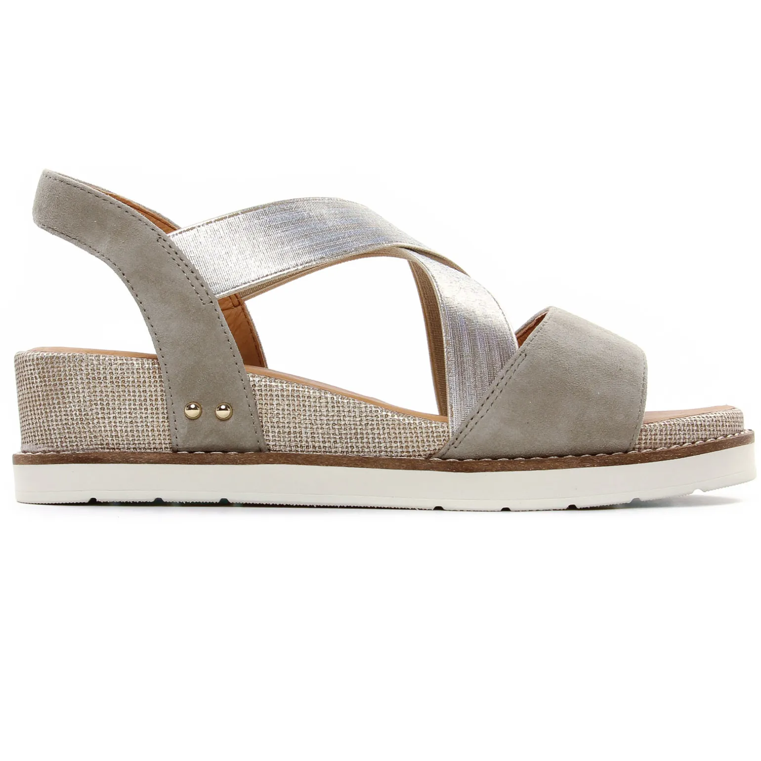 Sandales Compensées Fugitive Biscui Velour Ciment