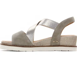 Sandales Compensées Fugitive Biscui Velour Ciment