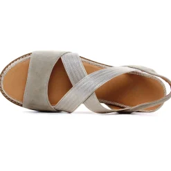 Sandales Compensées Fugitive Biscui Velour Ciment