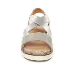 Sandales Compensées Fugitive Biscui Velour Ciment