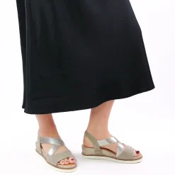 Sandales Compensées Fugitive Biscui Velour Ciment