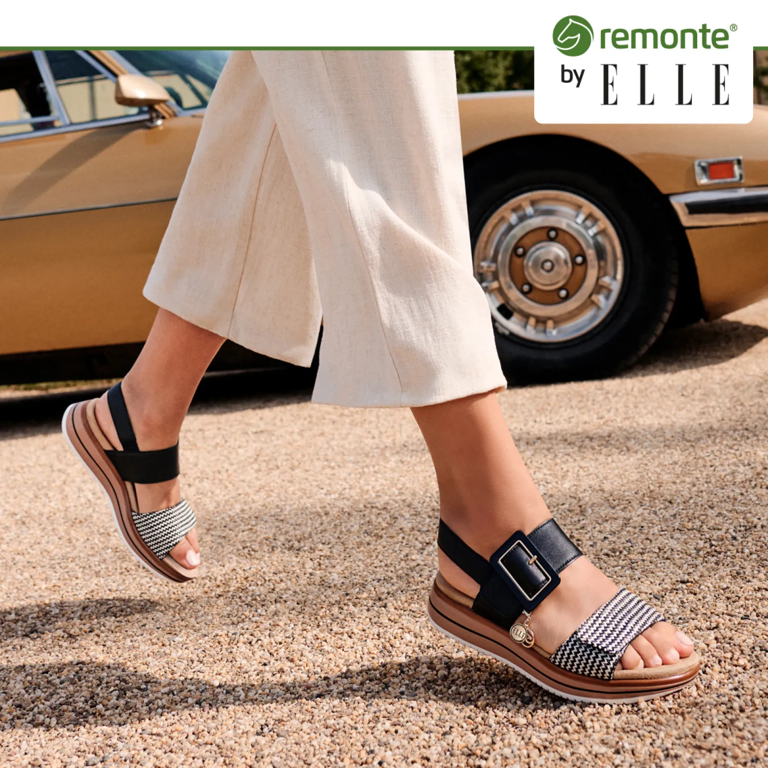 Sandales Compensées Remonte D1J53-02 Schwarz Creme