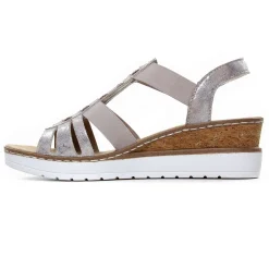 Sandales Compensées Rieker V3822-90 Rose Metallic