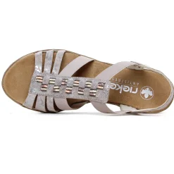 Sandales Compensées Rieker V3822-90 Rose Metallic