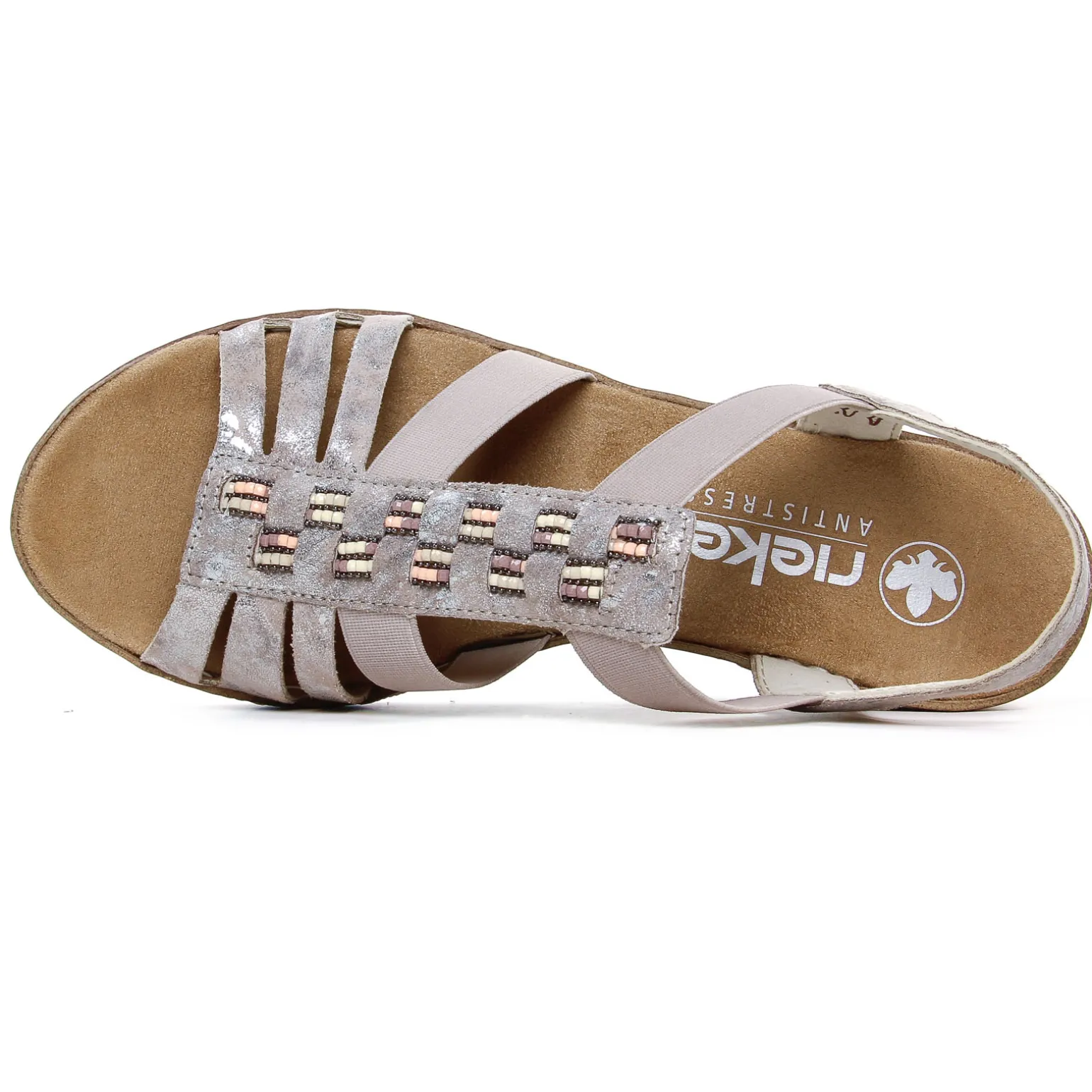 Sandales Compensées Rieker V3822-90 Rose Metallic