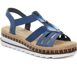 Sandales Compensées Rieker V7909-12 Bleu