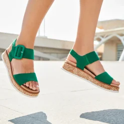 Sandales Compensées Rieker W0800-52 Applegreen