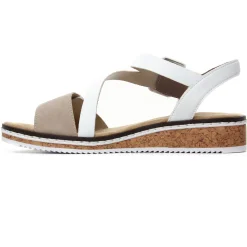 Sandales Compensées Rieker V3660-60 Nude Weiss