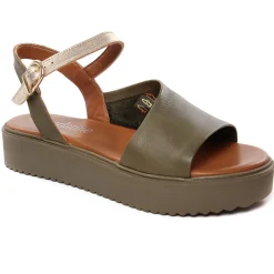 Sandales Compensées Scarlatine Co45090 Kaki Fumo