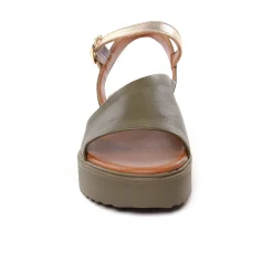 Sandales Compensées Scarlatine Co45090 Kaki Fumo