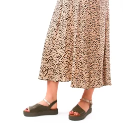 Sandales Compensées Scarlatine Co45090 Kaki Fumo