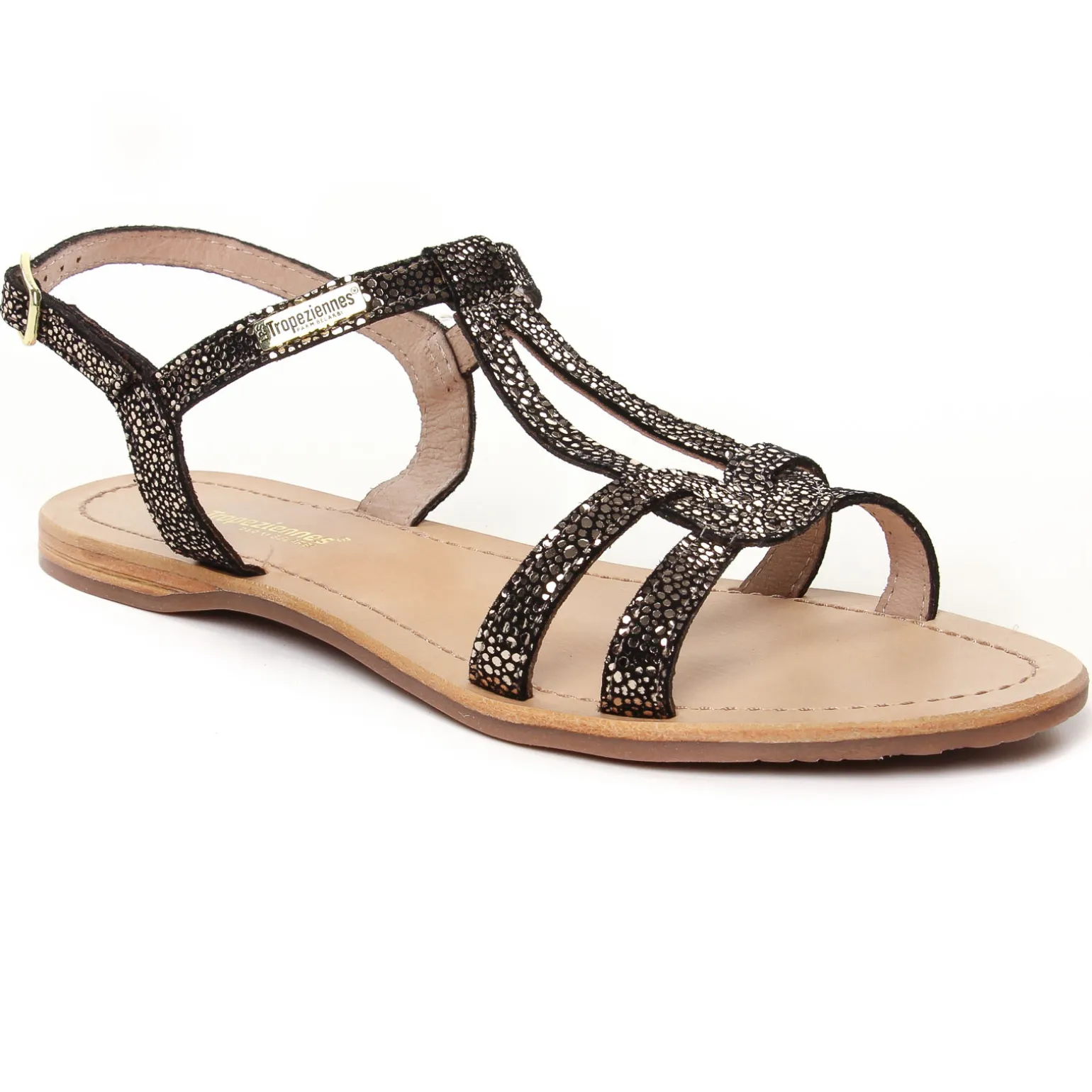 Sandales Plates Les Tropeziennes Hacklio Noir Or