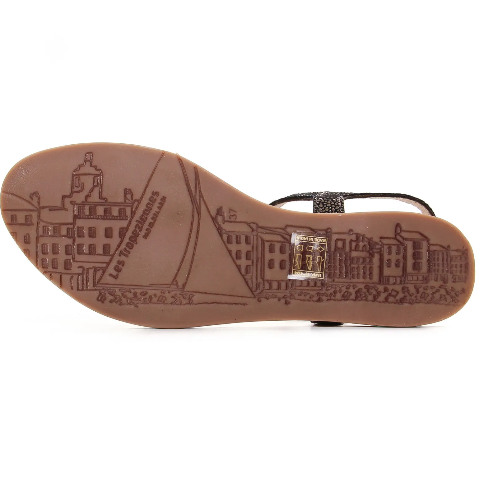 Sandales Plates Les Tropeziennes Hacklio Noir Or