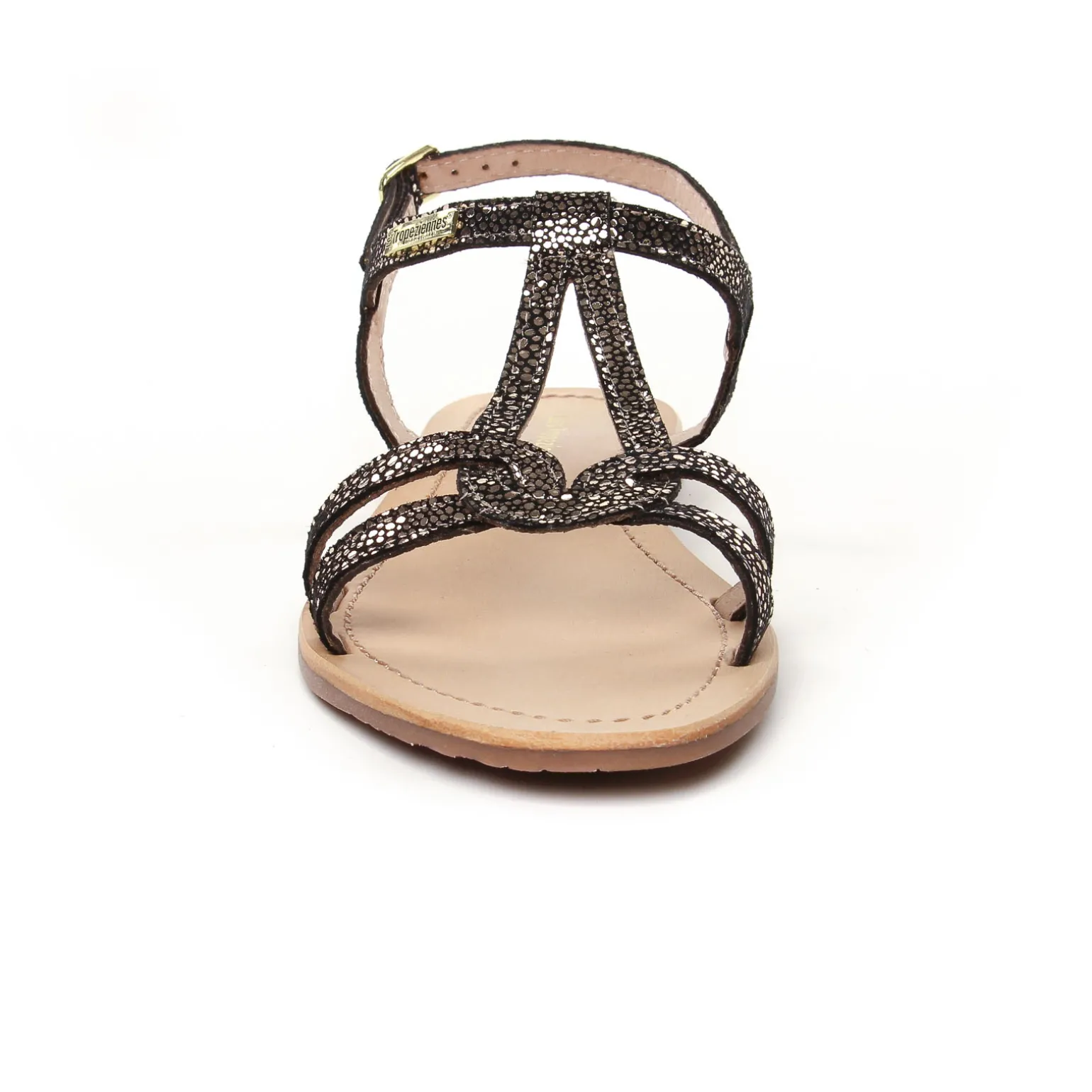 Sandales Plates Les Tropeziennes Hacklio Noir Or