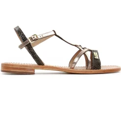 Sandales Plates Les Tropeziennes Hironela Kaki Or