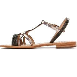 Sandales Plates Les Tropeziennes Hironela Kaki Or