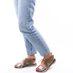 Sandales Plates Lune Et L Autre Sidonie Bronze Daim