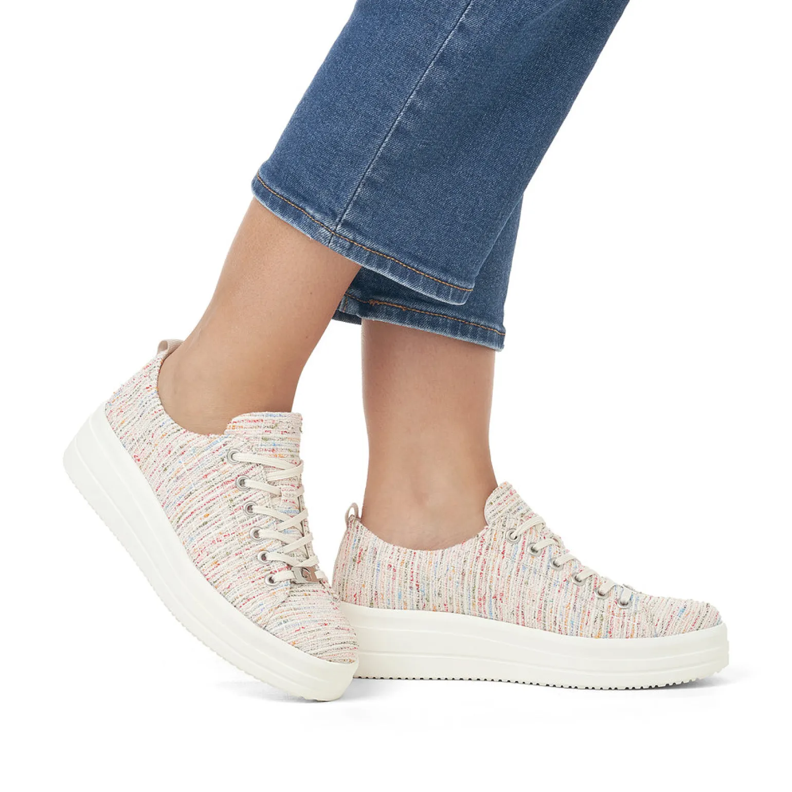 Tennis Plateforme Remonte D1C03-90 Weiss Multi